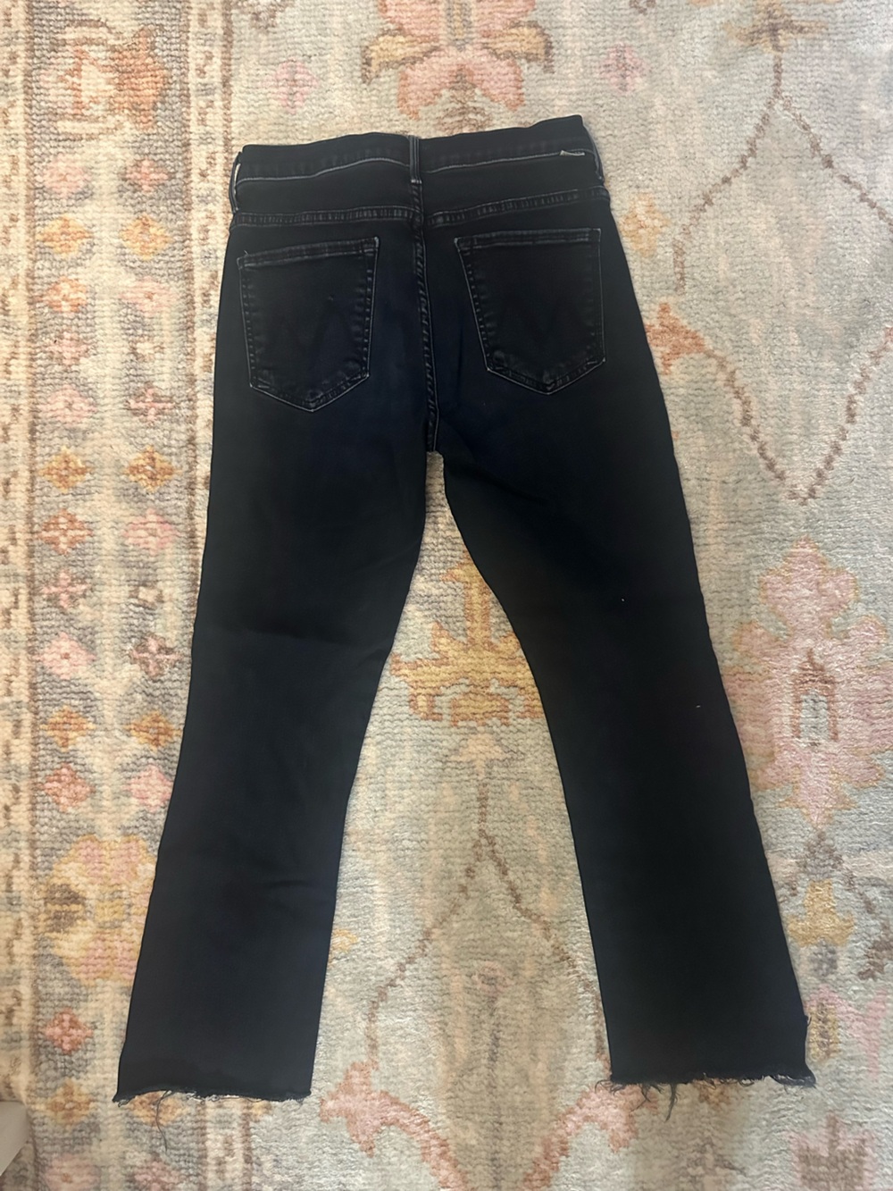 MOTHER Dark Denim Slim Jeans with Raw Hem